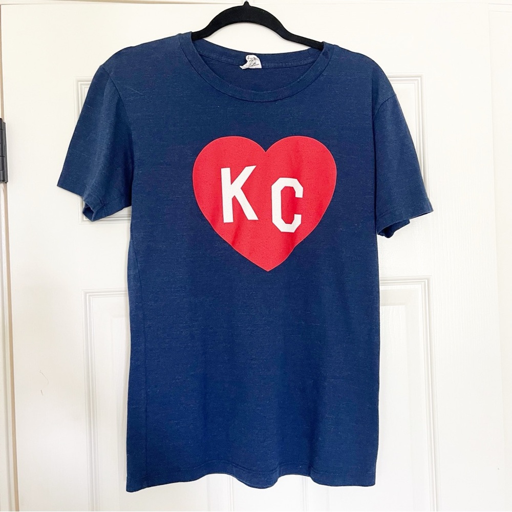 Charlie Hustle KC Heart unisex T-Shirt - Blue and Red